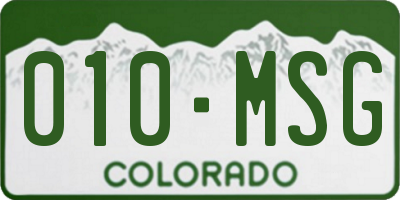 CO license plate 010MSG