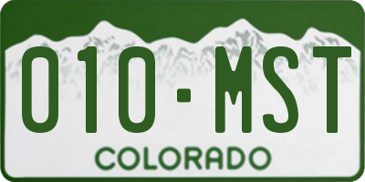 CO license plate 010MST
