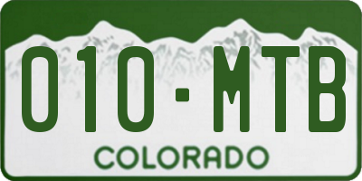 CO license plate 010MTB