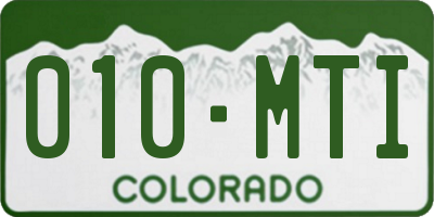 CO license plate 010MTI