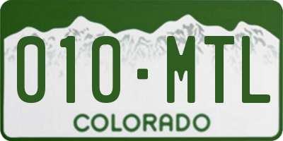 CO license plate 010MTL