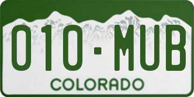 CO license plate 010MUB
