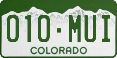 CO license plate 010MUI