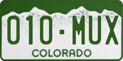 CO license plate 010MUX