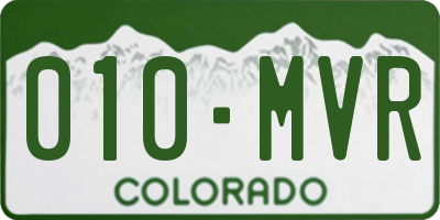CO license plate 010MVR