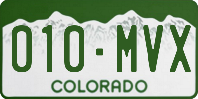 CO license plate 010MVX