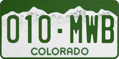 CO license plate 010MWB