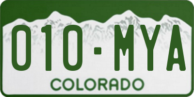 CO license plate 010MYA