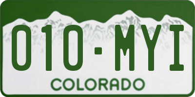 CO license plate 010MYI
