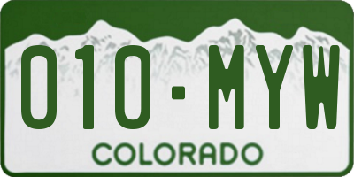 CO license plate 010MYW