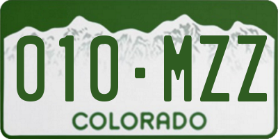 CO license plate 010MZZ