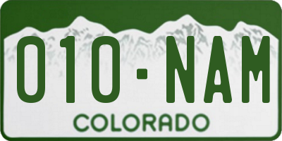 CO license plate 010NAM