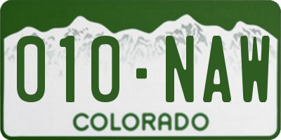 CO license plate 010NAW