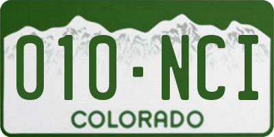 CO license plate 010NCI