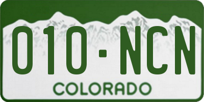 CO license plate 010NCN