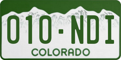 CO license plate 010NDI
