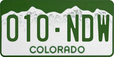 CO license plate 010NDW