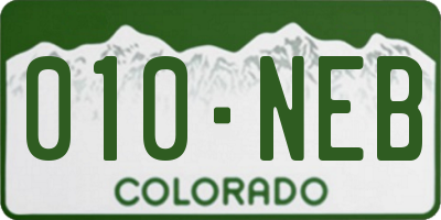 CO license plate 010NEB