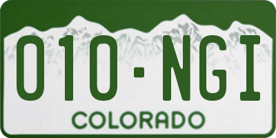 CO license plate 010NGI