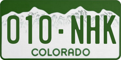 CO license plate 010NHK
