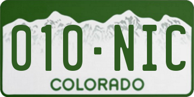 CO license plate 010NIC