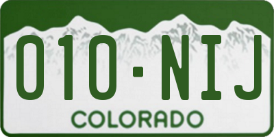 CO license plate 010NIJ