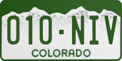 CO license plate 010NIV
