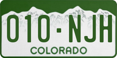 CO license plate 010NJH