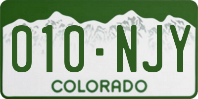 CO license plate 010NJY