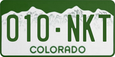 CO license plate 010NKT