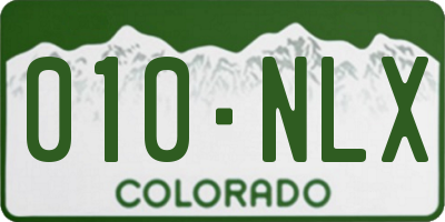 CO license plate 010NLX