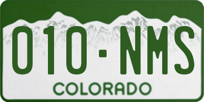 CO license plate 010NMS
