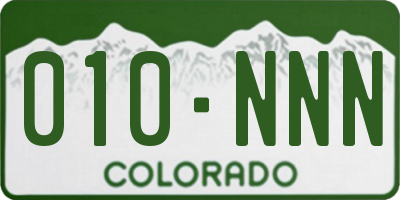 CO license plate 010NNN