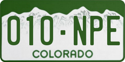 CO license plate 010NPE