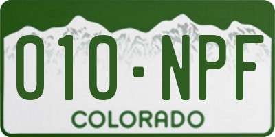 CO license plate 010NPF