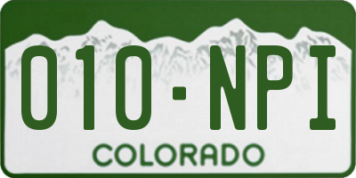 CO license plate 010NPI