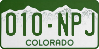 CO license plate 010NPJ