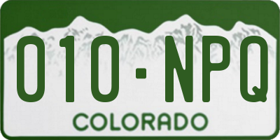 CO license plate 010NPQ