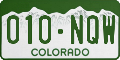 CO license plate 010NQW