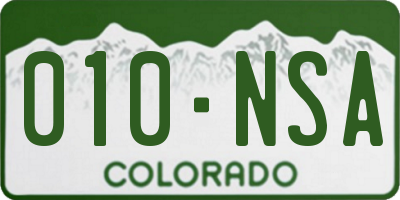 CO license plate 010NSA