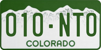 CO license plate 010NTO
