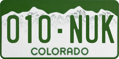 CO license plate 010NUK