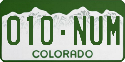 CO license plate 010NUM
