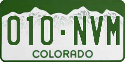 CO license plate 010NVM