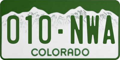CO license plate 010NWA