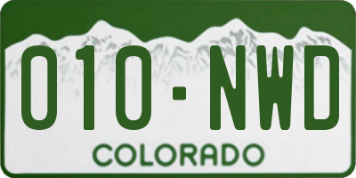 CO license plate 010NWD