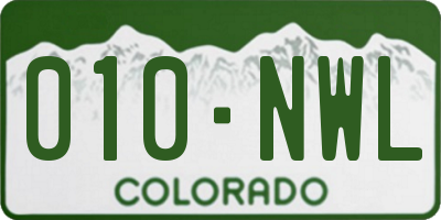 CO license plate 010NWL