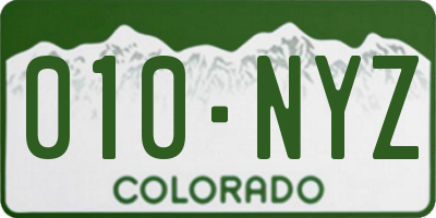 CO license plate 010NYZ