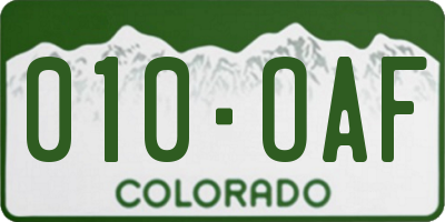CO license plate 010OAF