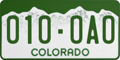 CO license plate 010OAO